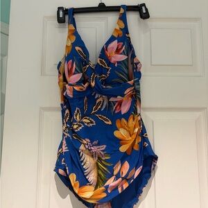 Nip Tuck size 8 Floral Blue One Piece Swimsuit worn once excellent condition.